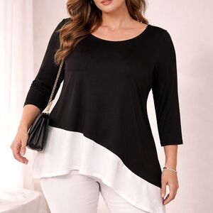 Elegant Women's Black and White Tunic Top